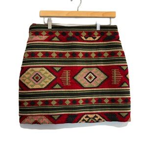Blue Buttercup Aztec Tapestry Print Mini  Skirt Size Large